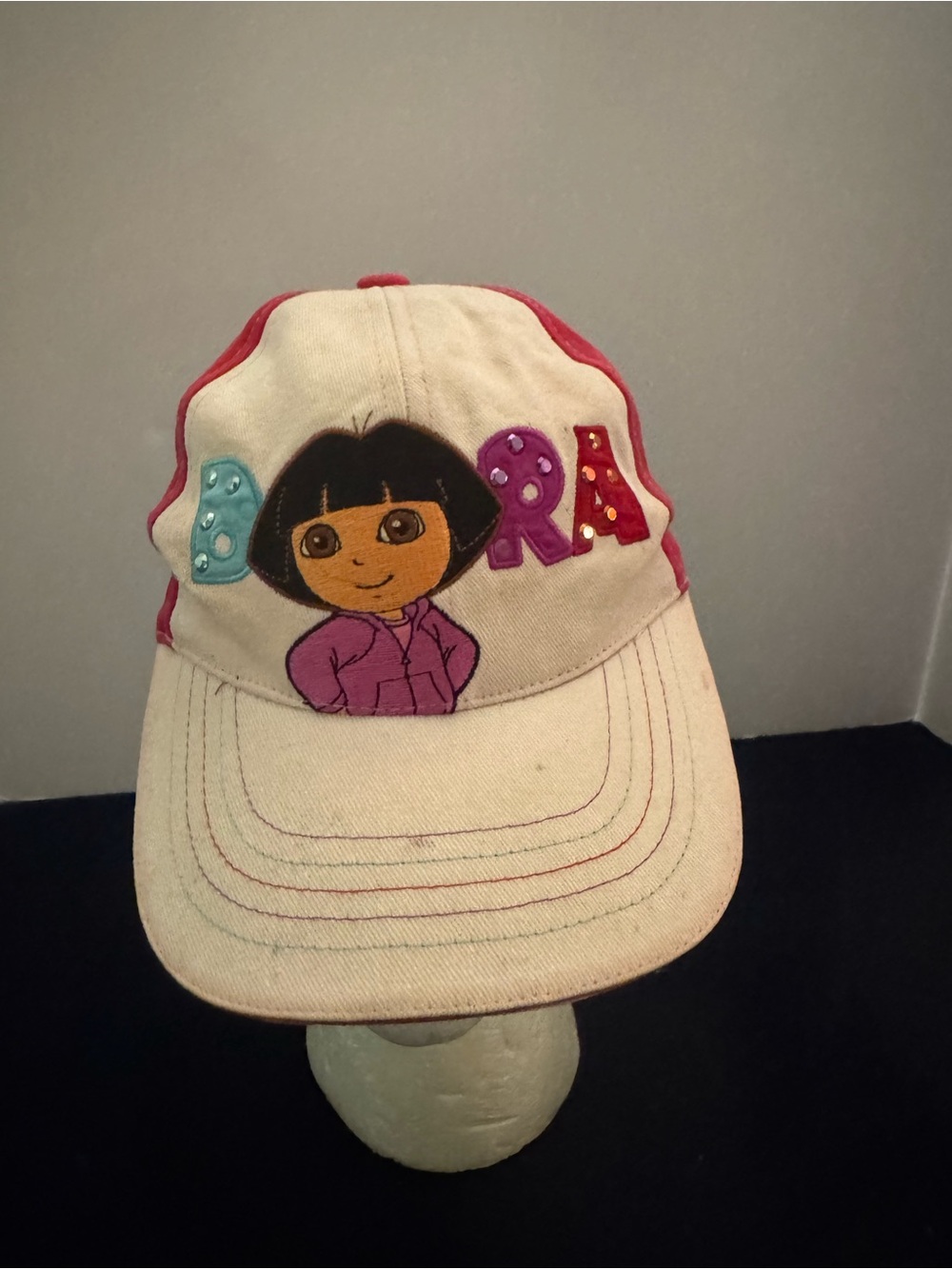 Dora The Explorer Vtg Nick Jr Hat Kids Girls Ball Cap Adjusts Baseball White Red